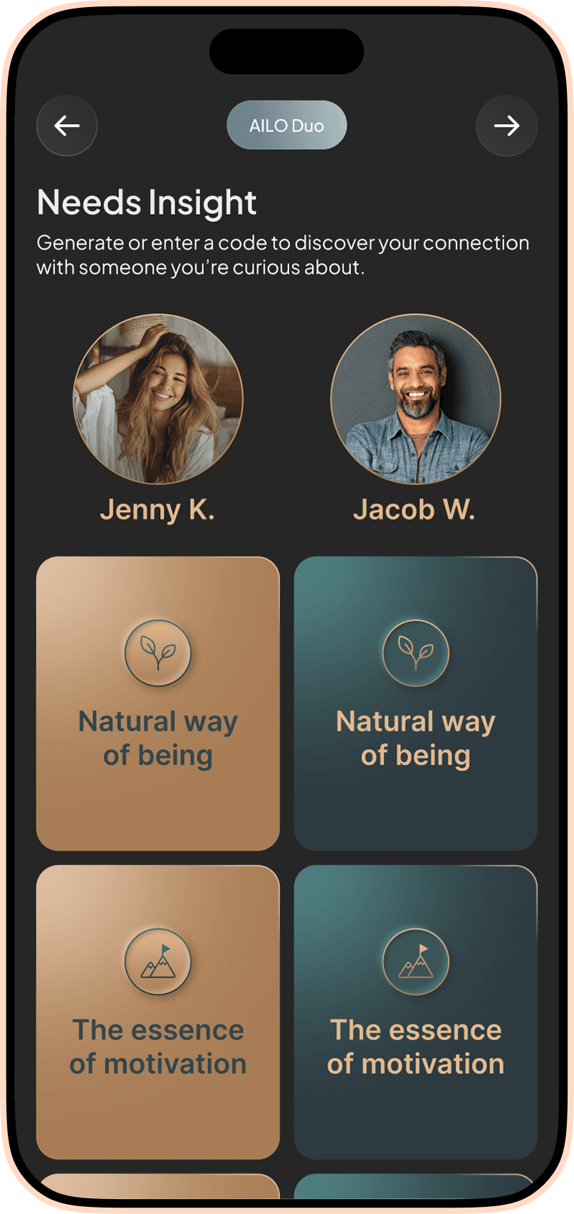AILO Needs Insight screen